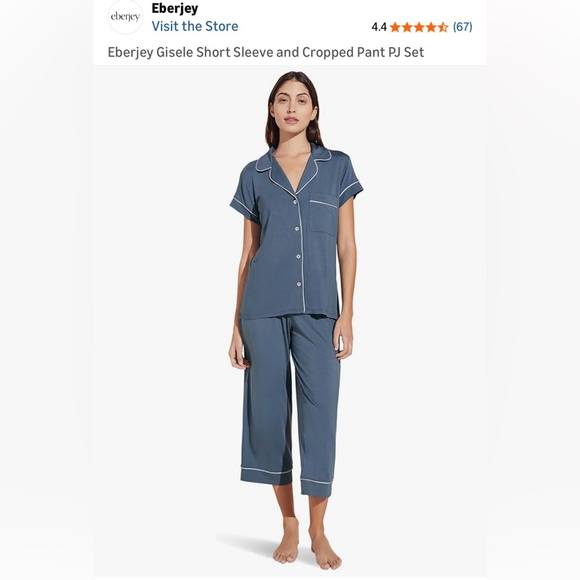 Eberjey Other - Eberjey GISELE Short Sleeve & Crop PJ Set in Coastal Blue & Ivory. PERFECT! Sz M
